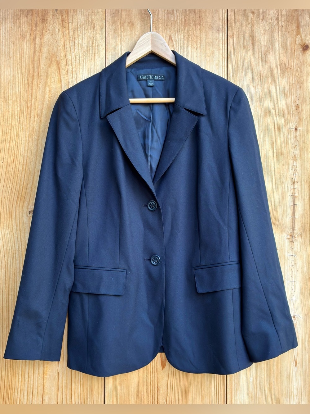 Lafayette 148 Black Virgin Wool Blazer Sz 8